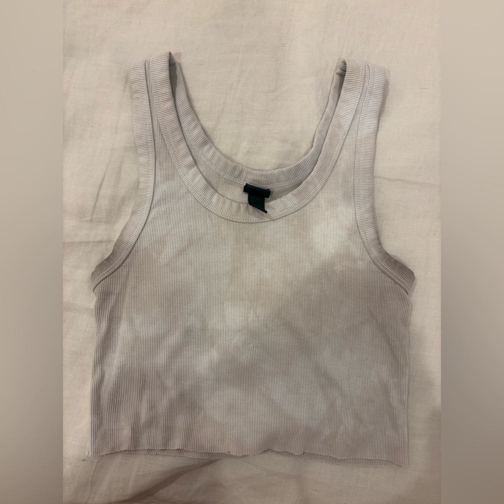 Women's Ribbed Tank Top - grey tie dye
